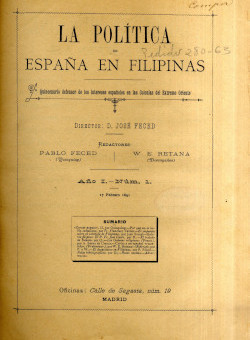 La política de España en Filipinas (revista) (Madrid, 1891)