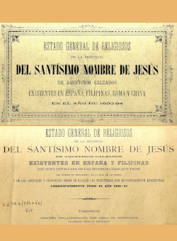 Estado general de religiosos de la provincia del Santísimo Nombre de Jesús de agustinos calzados (Tambobong, 1874)
