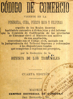 Código de comercio vigente en Filipinas.   (Madrid, 1892)